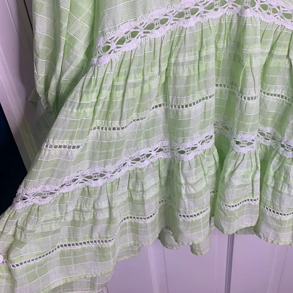 Free People Lime Green Time Out Boho Cottagecore Lace Tunic Top W-690 Size S - Image 11