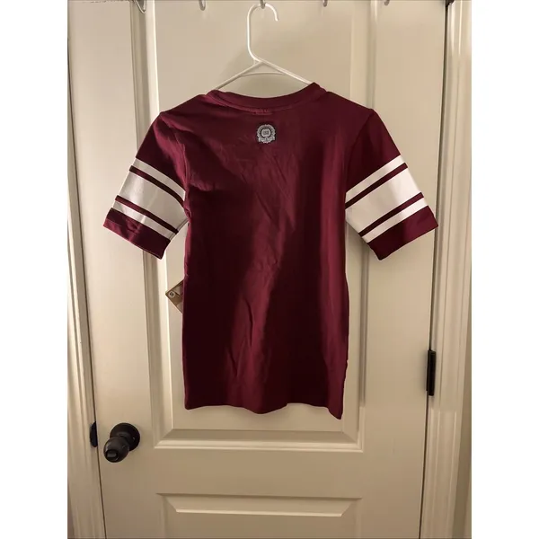 School House "Go Big E" Jersey Style T-Shirt Women's Juniors Size S Maroon White - Image 8