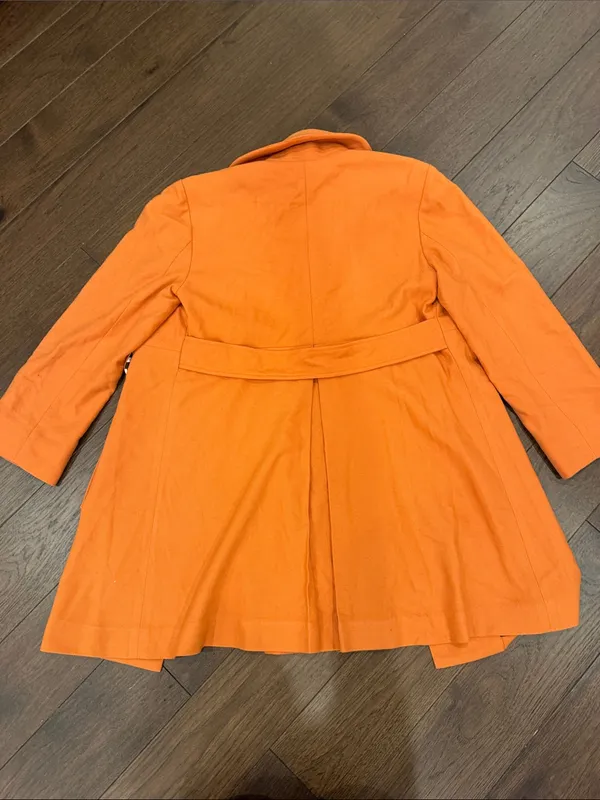 Skirtin Around Orange Horsebit Coat Geometric Lined Jacket Size Small? - C54-115 - Image 7