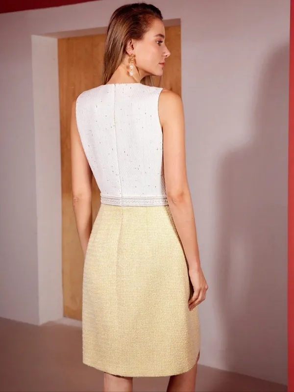 MOTF White And Yellow A-Line Skirt Dress - Image 3