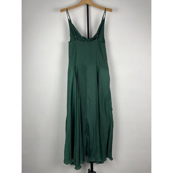 Selfie Leslie Forest Green Ava Cowl Neck Satin Drawstring Midi Dress Size XS‎ - Image 8