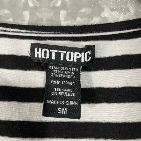 Hot Topic Black & White Striped Lace Sugar Skull Tank Top - Size Small - Hi-Low - Image 6