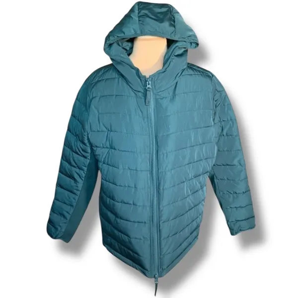 Universal‎ Standard Teal Hooded Puffer Jacket Quilted Medium NWT Comfort Panel - Image 11