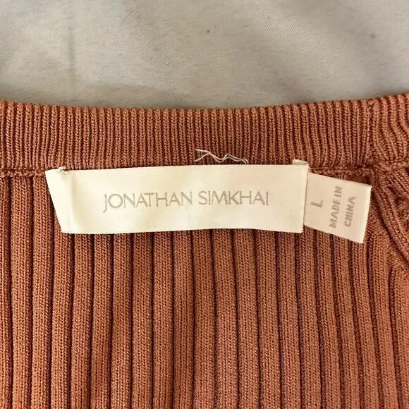 Jonathan Simkhai Jayline Pullover &‎ Bralette Set Ribbed Knit Dawn Size Large Brown - Image 10