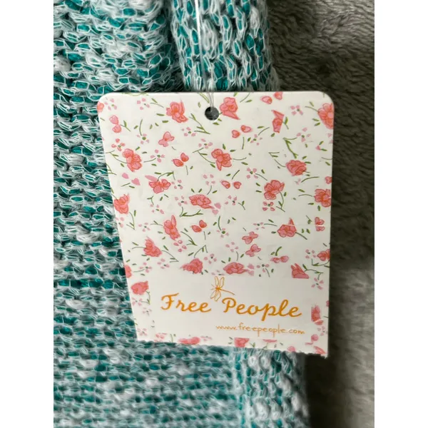 Free People Adriatic Sea Chunky Open Knit V-Neck Slouchy Pullover Sweater M New - Image 9