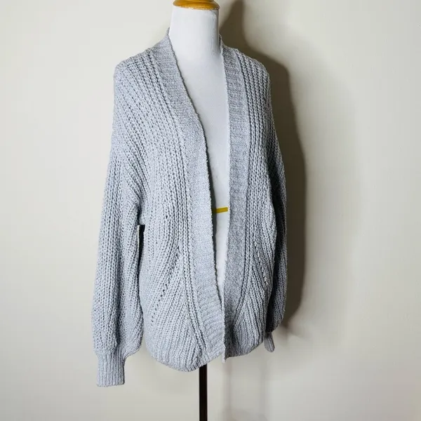 Abercrombie Gray Open Front Knit Cardigan - Image 2