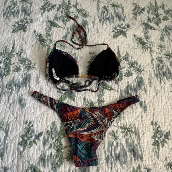 ViX Belize Tribal Leaf Black Print Bikini L Set Size L - Image 7