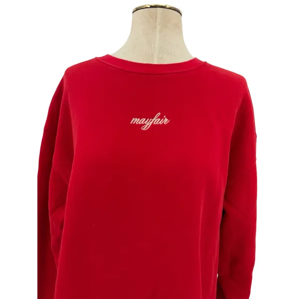 The Mayfair Group Bad Days Graphic Oversized Raw Hem Sweatshirt Red M/L - Image 3