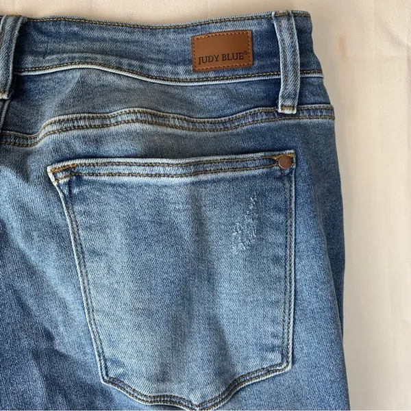 Judy Blue size 16 W Ulta distressed boyfriend fit Ripped Skinny Jeans denim - Image 7
