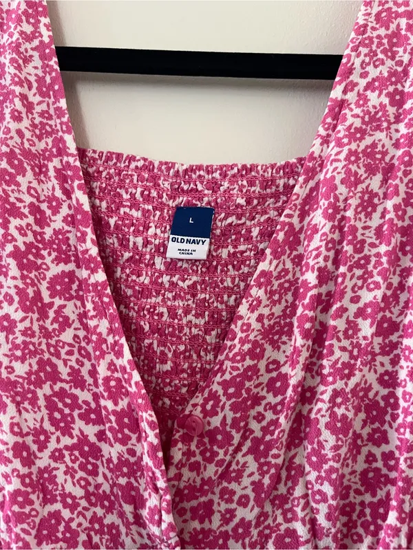 Old Navy Pink Floral Maxi Dress Large Cottagecore Romantic Feminine Summer - Image 2