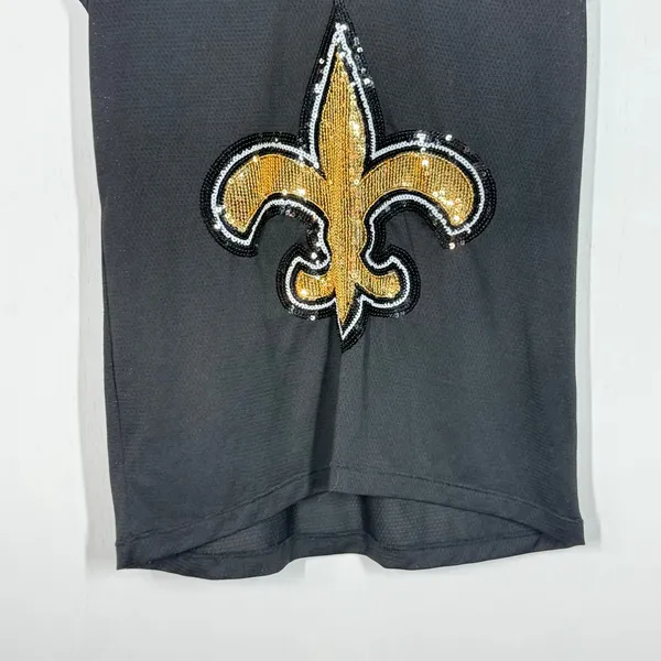 Victoria's Secret New Orleans Saints T-Shirt Sz Medium Black Sequin Football NFL - Image 4
