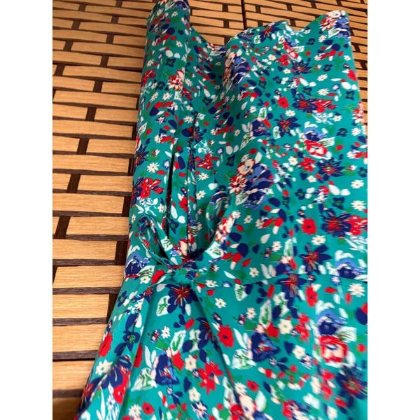 J. Crew Turquoise Floral Wrap‎ Style Dress Size 4 - Image 4