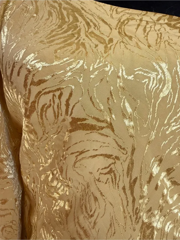 NWT H&M Gold Metallic Jacquard One Shoulder Open Back Maxi Dress M Y2K Glam - Image 7