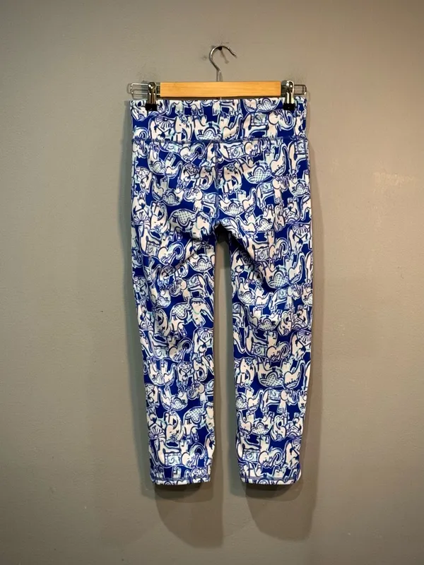 Blue Lilly Pulitzer Luxletic Elephant Print Cropped Leggings Size S EUC - Image 2