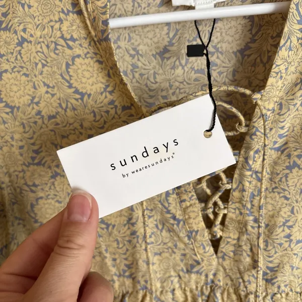 NWT Sundays Eden Celestial Bloom 100% Cotton Floral Tiered Ruffle Mini Dress‎ XS - Image 6