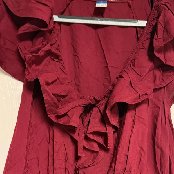 Ruffled Burgundy Dress - Image 2