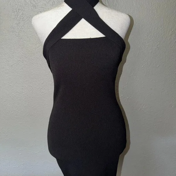 NBD Yvette Halter Dress Size Medium Black NWOT - Image 2