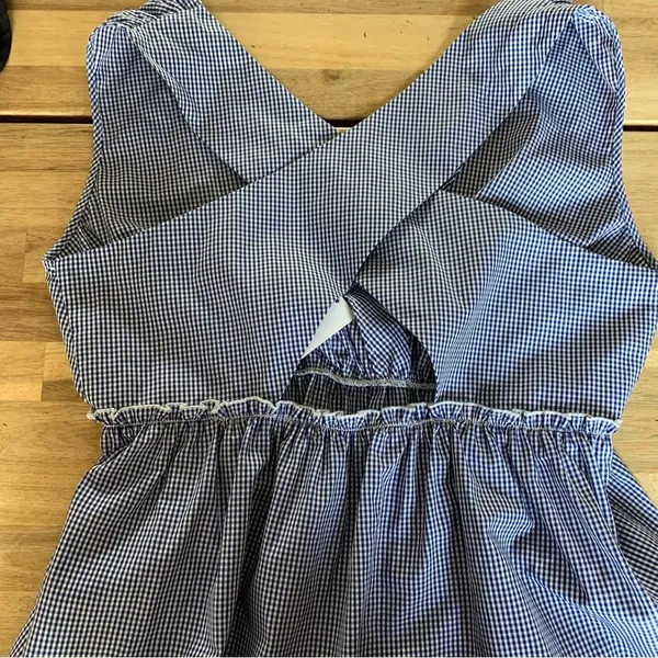 Banana Republic NWT Blue & White Check Pinafore Top S - Image 5