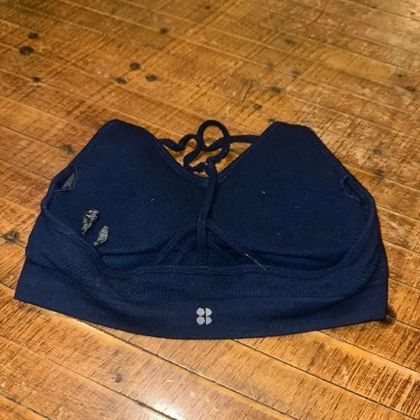 Sweaty Betty navy blue ribbed wireless padded athletic bra - Image 3