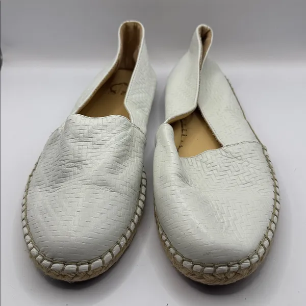 C. Wonder Margot White Embossed Leather Espadrille Flats Slip On Size 9 - Image 6