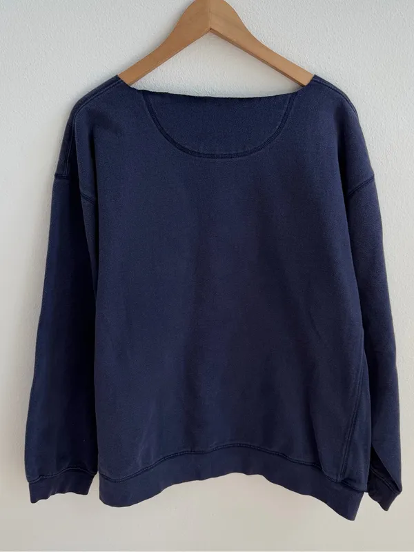 Varsity Football Oversized Navy Off The Shoulder Sweatshirt - Image 12