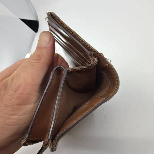 Coach Compact Brown Signature C Coated Canvas Wallet - Image 8