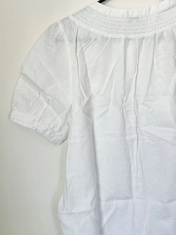 NWT J. Crew Linen Blend Short Sleeve Smock Neck Top - Size: Small - Image 6