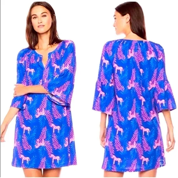 Lilly Pulitzer Teigan Dress Mini in Dazzle Zebra Blue Pink Small - Image 3