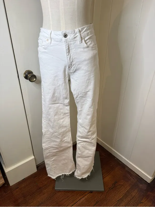 Mango White High-Rise Fiona Flare Leg Jeans Sz 8 - Image 3