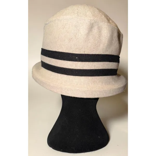 Sun Guard by Parkhurst Cloche Cream & Black Cotton Hat Vintage Made in Canada - Image 3