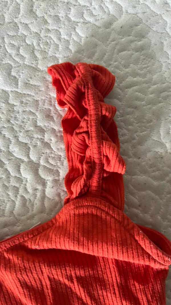 orange ruffle sleeve tank top - Image 2