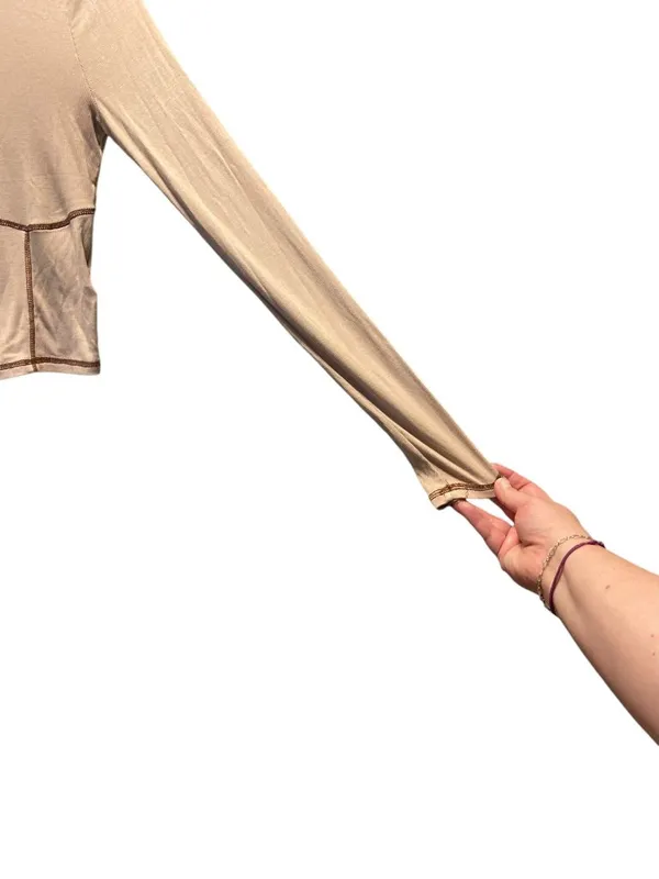 Aritzia Sunday Best Corset Stitch Crop Top Beige Size S Neutral Casual Y2K Retro - Image 9