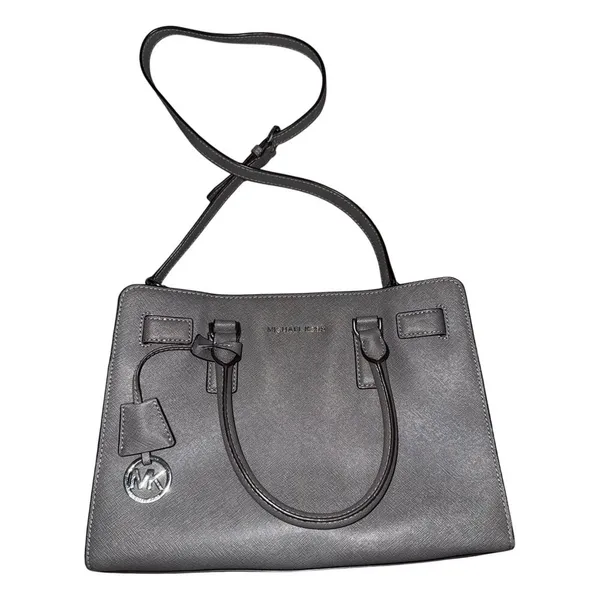 MICHAEL KORS Dillon Saffiano Leather Satchel EUC Crossbody Handbag Gray - Image 5