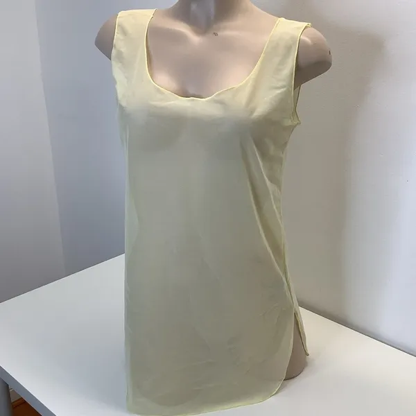 Zuliana Size Small Yellow Mesh Cover Up Dress With Side Slits. Made in USA. New. - Image 2