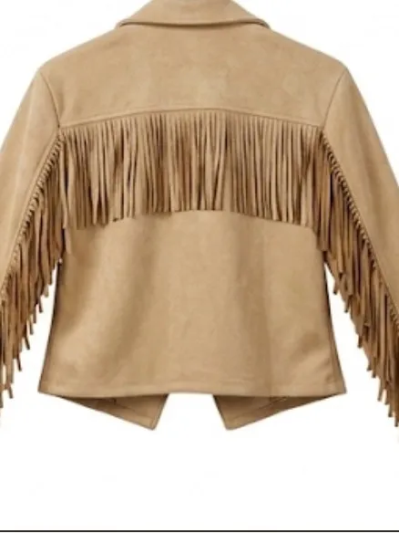 Trendy Tan Suede Fringe Cropped - Image 4