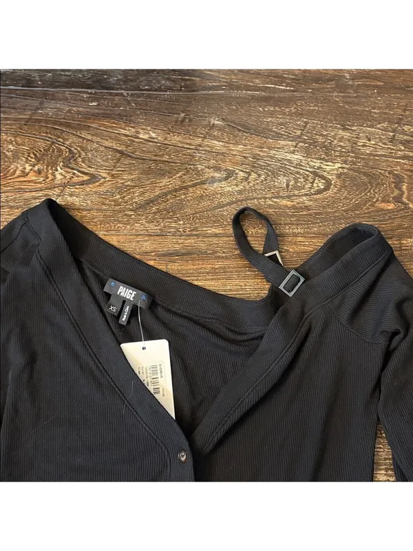 PAIGE Theresa Top Ribbed Cold Shoulder‎ Ribbed Knit XS NWT - Image 4