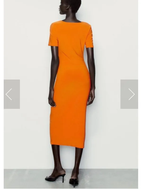 Zara New Orange Midi Dress - Image 7