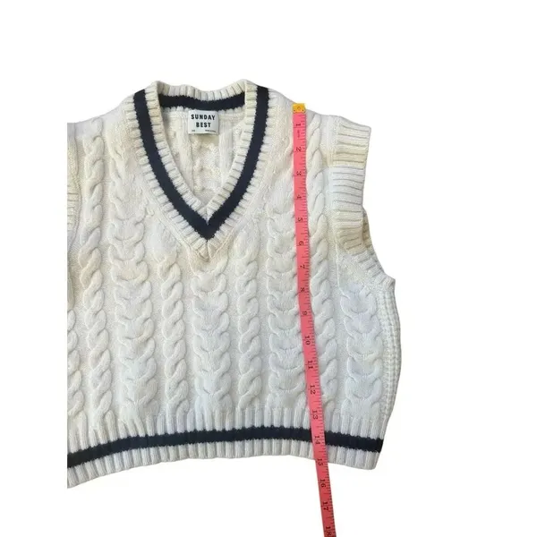 Aritzia Sunday Best Winston Sweater Vest Cream XXS Old Money Wool Blend - Image 5