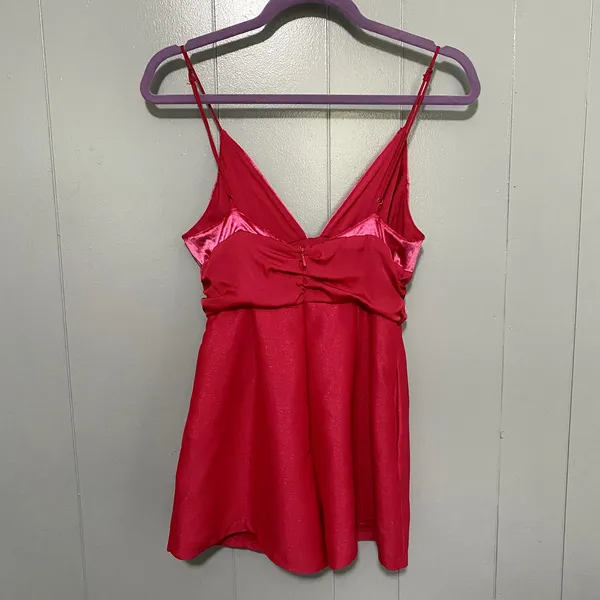 Free People Skylie Sailor Hot Pink Velvet Sleeveless Party Going Out Romper 4 - Image 5