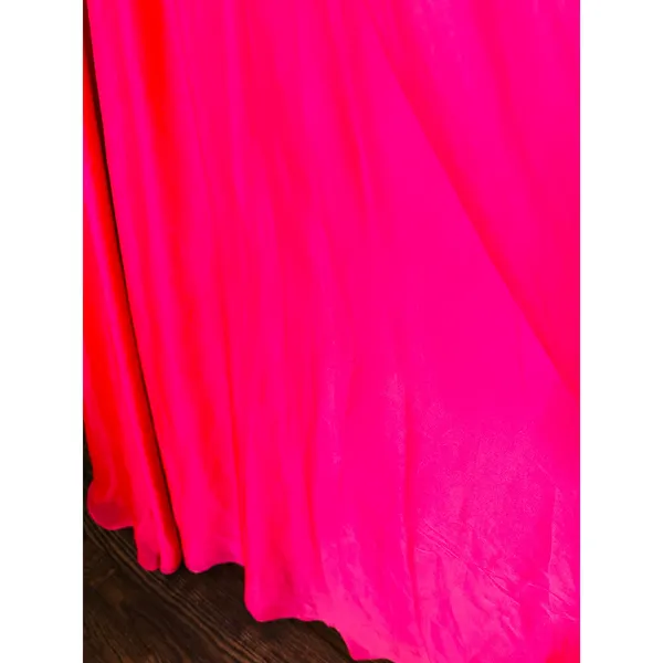 ASHLEYLAUREN Hot Pink Pleated Crystal Pearl Beaded One Shoulder Gown Size 8 - Image 5