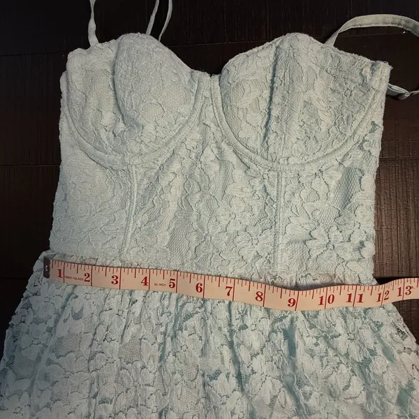 Abercrombie & Fitch Women's Sleeveless Lace‎ Mini Dress S Light Blue Corset Y2K - Image 5