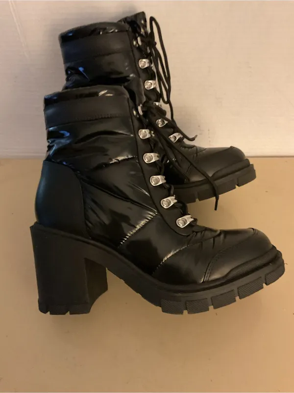 Marc Fisher women black leather platform combat boots US 7.5 - Image 3