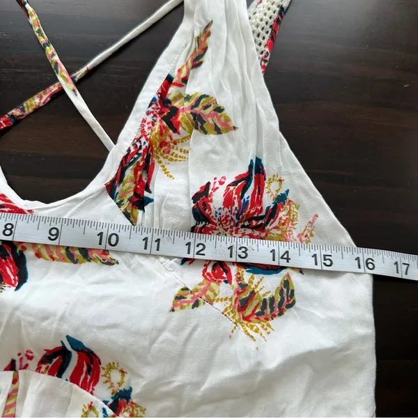 FREE PEOPLE Thought I Was Dreaming Floral Mini Dress Ivory halter L - Image 9
