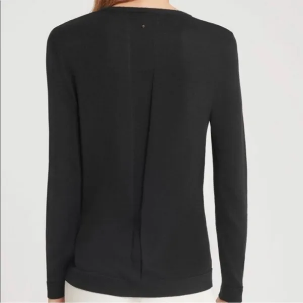 Cuyana Classic Cotton Cashmere V-neck‎ Sweater Black Size XS Silk Lightweight - Image 2