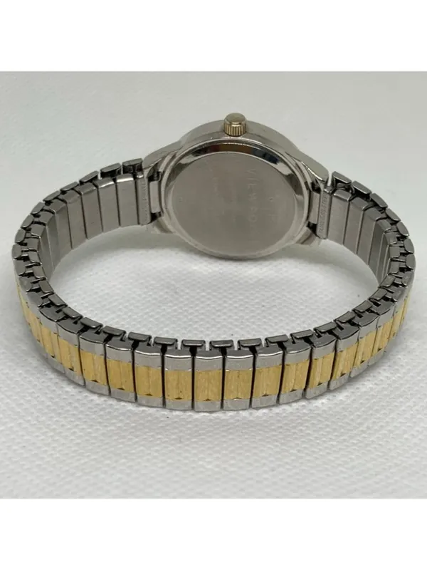 Viewpoint women gold tone 28mm quartz analog rhinestones mop dial running - Image 4