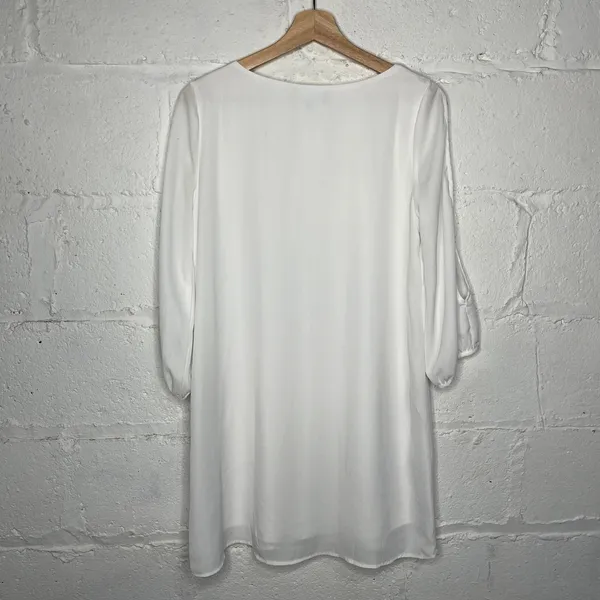 Lulus Women's White‎ Shifting Dears Long Sleeve Mini Dress Size Medium - Image 5