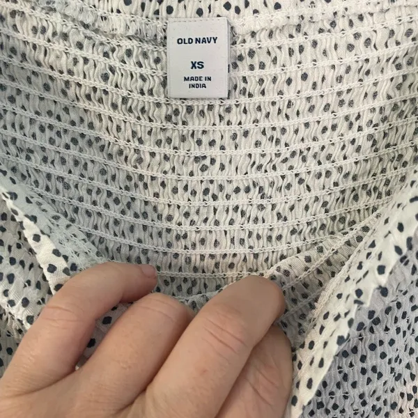 Old Navy‎ Womens Polka Dot Smocked Peplum Top White Blue XS 584277-00-1 - Image 4