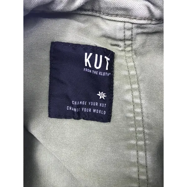 Kut‎ From The Kloth Meg Wide Leg Women 8 Olive Green Bleach Splatter - Image 3