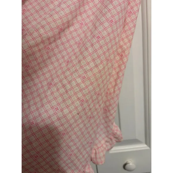 Flirts by Donnkenny‎ Nightgown Vintage Cottagecore Pink Ruffle Grid Floral OS - Image 4