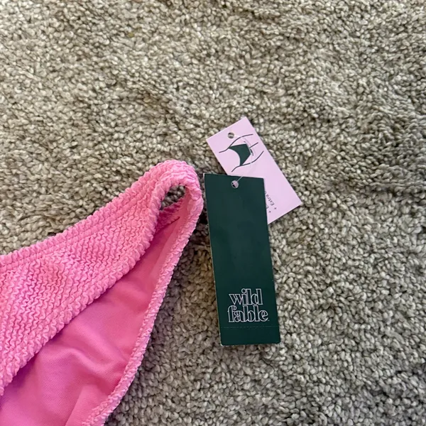Wild Fable New Pink Ribbed high leg cheeky swim Bikini Bottoms size small - Image 5